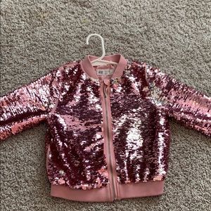 H&M sequined girls jacket pink and silver